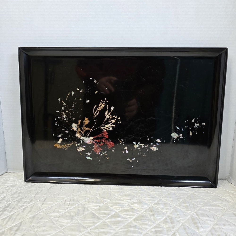 Vintage Couroc of Monterey Serving Tray Sea Life Abalone Seaweed Coral 18" X 12"